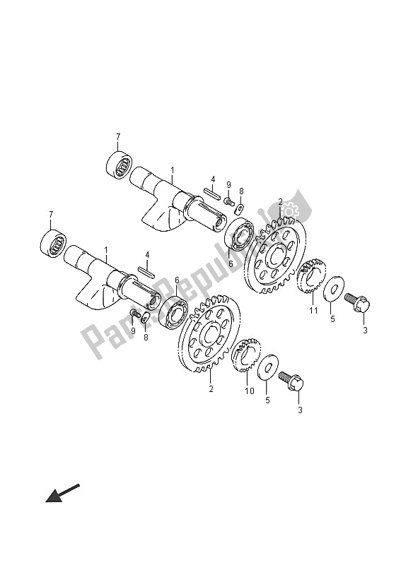 All parts for the Crank Balancer of the Suzuki LT A 750 XPZ Kingquad AXI 4X4 2016