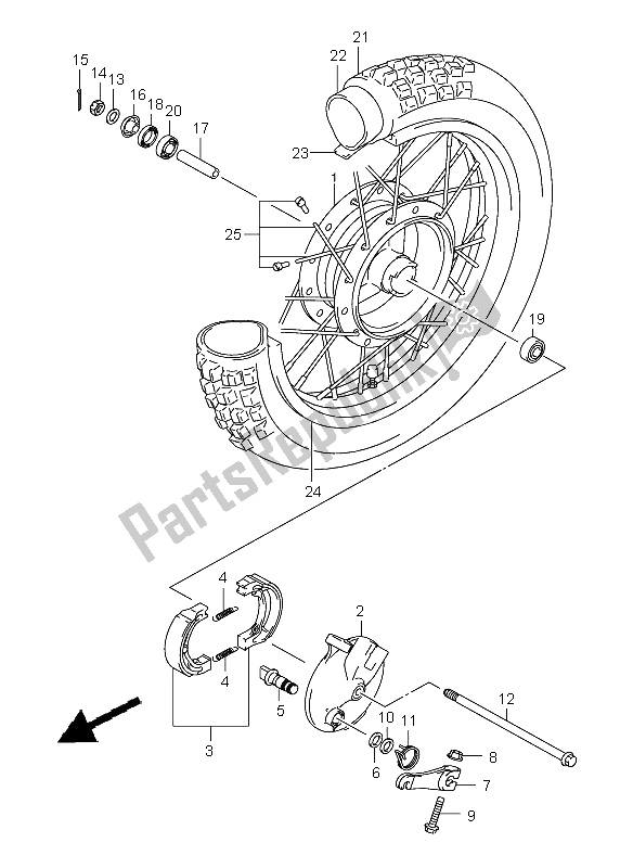 Todas as partes de Roda Dianteira (sw) do Suzuki DR Z 125 SW LW 2005