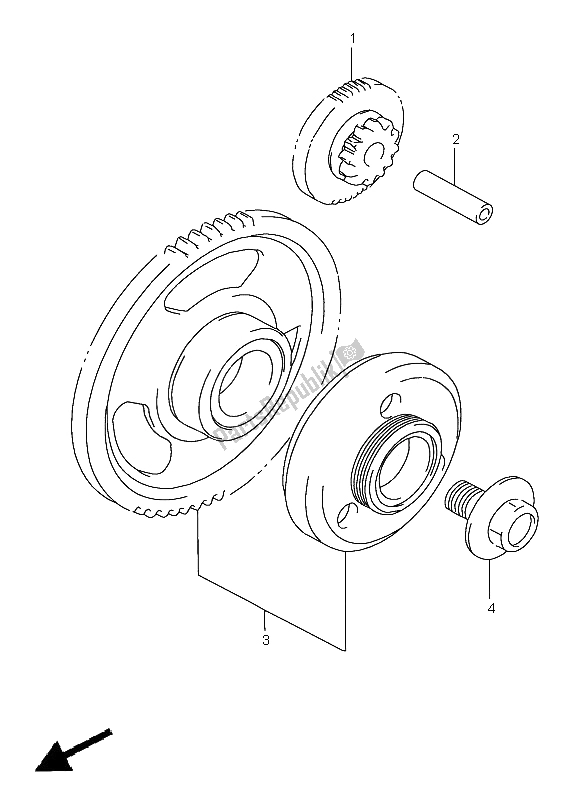 All parts for the Starter Clutch of the Suzuki GSF 1200 Nssa Bandit 1997