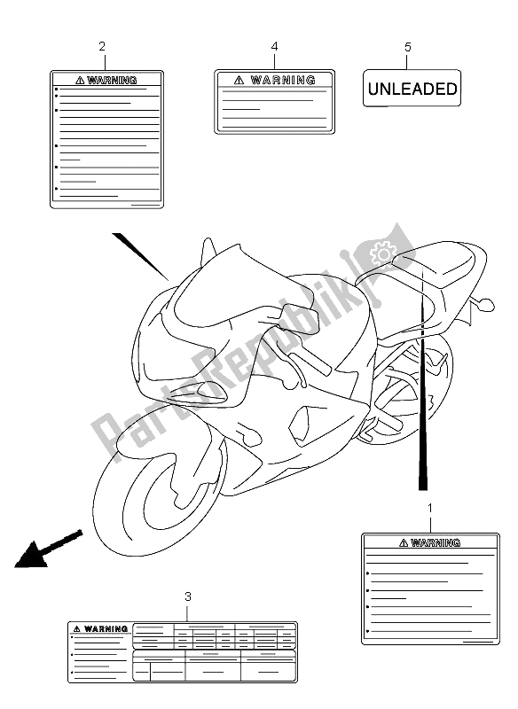 All parts for the Label of the Suzuki GSX R 600Z 2003