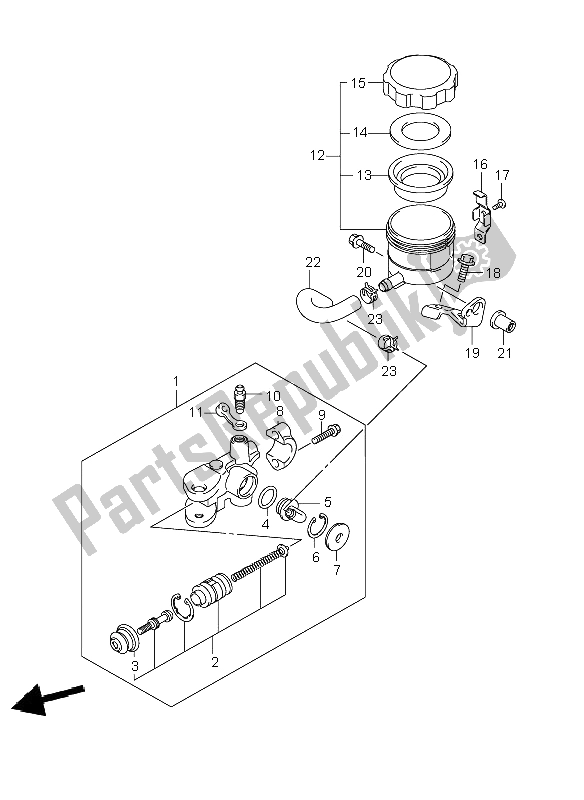 All parts for the Front Master Cylinder of the Suzuki GSX R 1000 2008