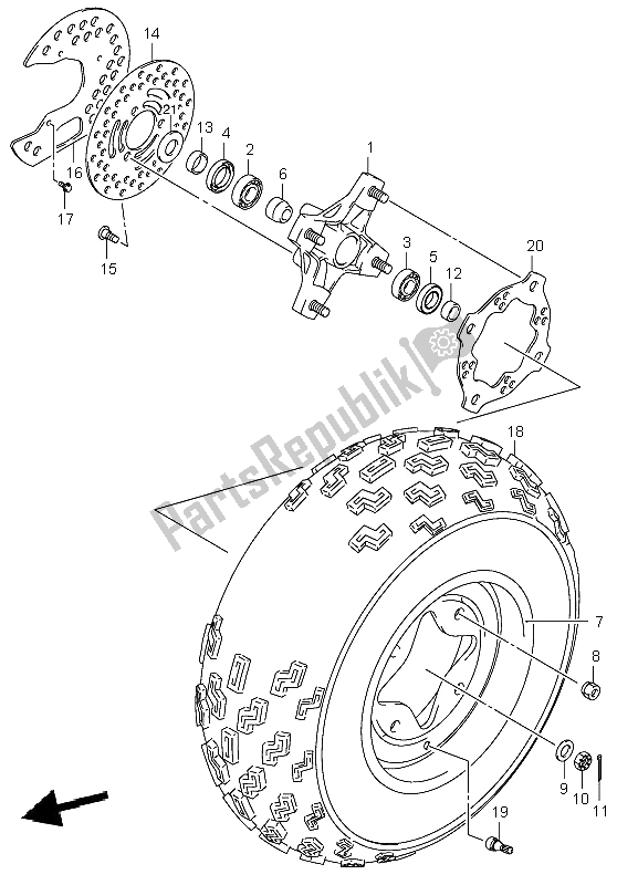 Tutte le parti per il Ruota Anteriore del Suzuki LT Z 400 Quadsport 2006