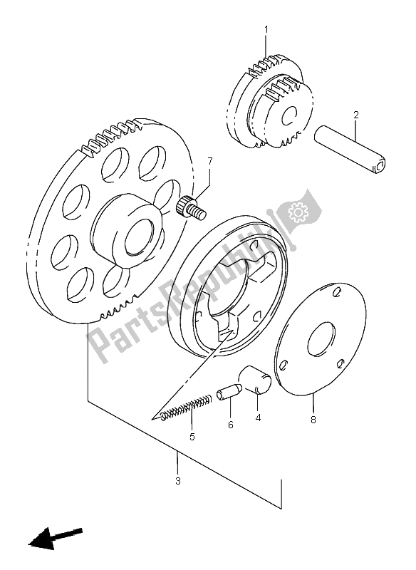 All parts for the Starter Clutch of the Suzuki GS 500E 1996