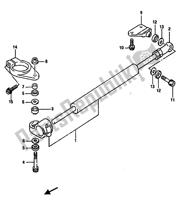 All parts for the Steering Damper of the Suzuki GSX R 750 1990