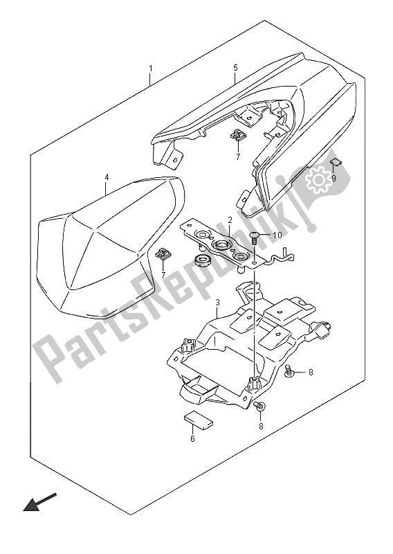 Alle onderdelen voor de Zitstaartdoos (optioneel) van de Suzuki GSX R 1000A 2016