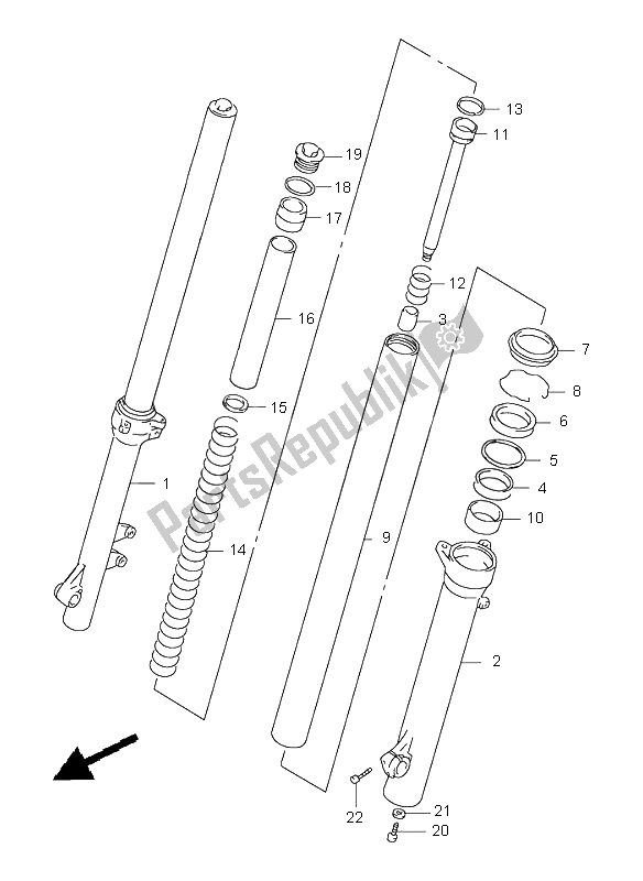 Tutte le parti per il Ammortizzatore Anteriore del Suzuki XF 650 Freewind 1999