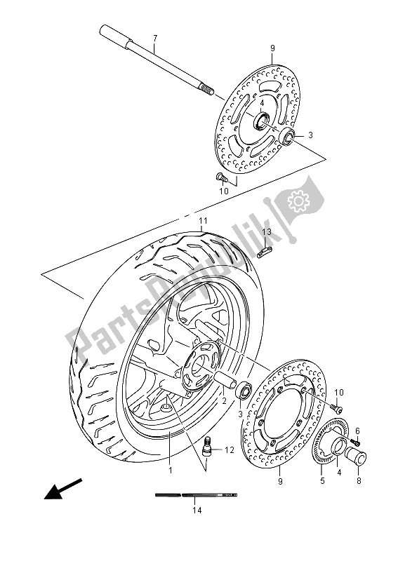 Todas as partes de Roda Dianteira (an400a E02) do Suzuki Burgman AN 400 AZA 2015