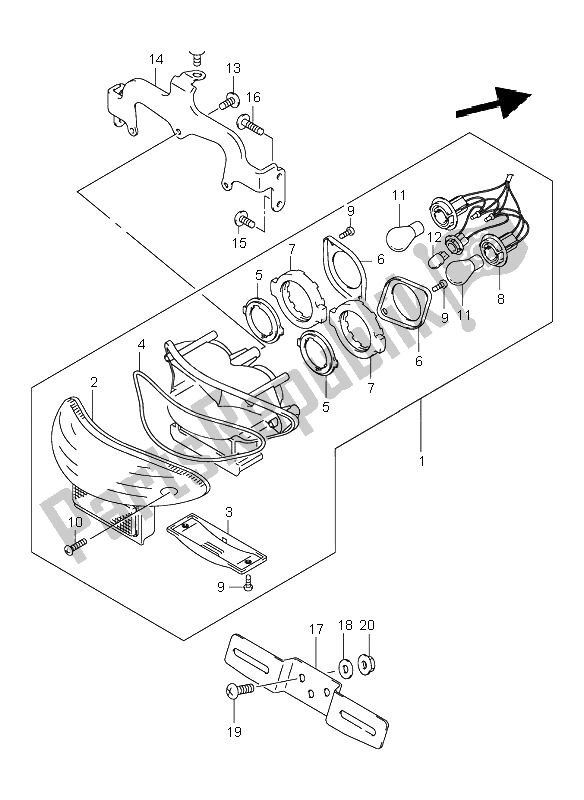 Tutte le parti per il Lampada Di Coda del Suzuki GSX 1300 RZ Hayabusa 2003