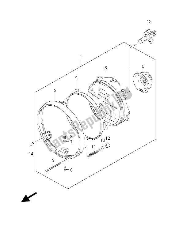 All parts for the Headlamp (p24) of the Suzuki GS 500 2003