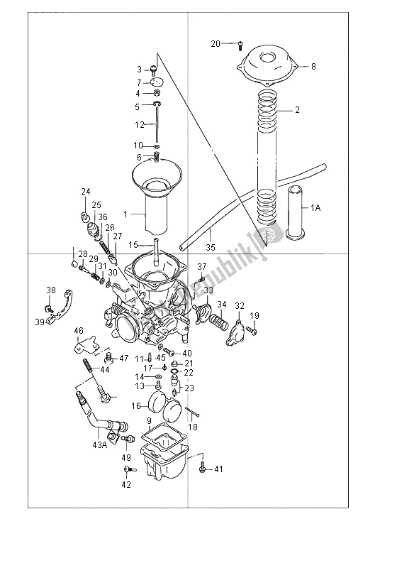 Tutte le parti per il Carburatore Posteriore del Suzuki VZ 800 Marauder 2000