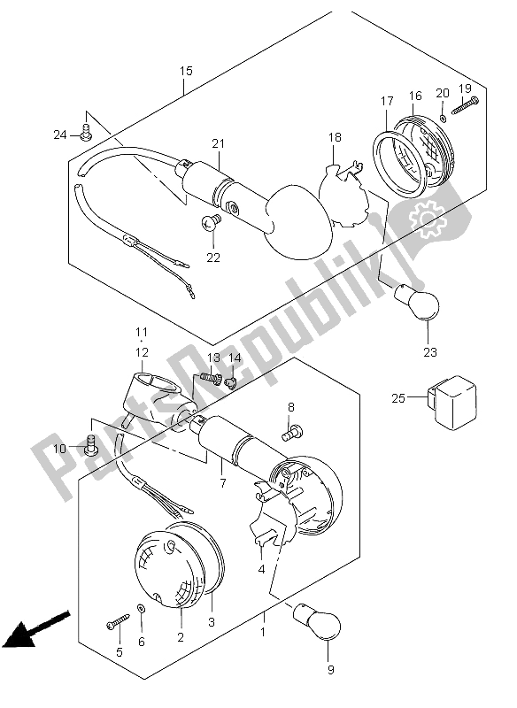 All parts for the Turn Signal Lamp of the Suzuki VS 800 Intruder 2002