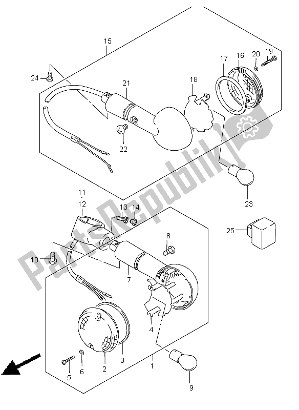 Todas as partes de Lâmpada De Sinalização do Suzuki VS 800 Intruder 2002