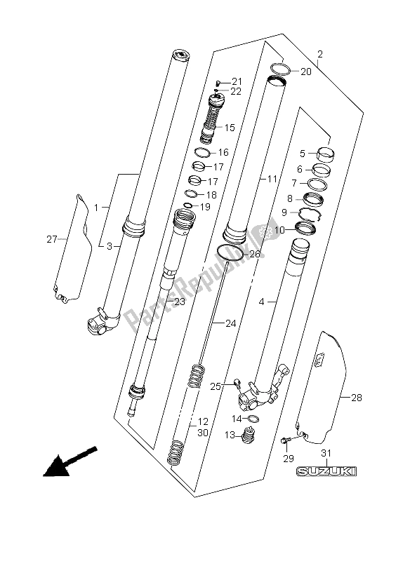 Tutte le parti per il Ammortizzatore Anteriore del Suzuki RM Z 450 2009