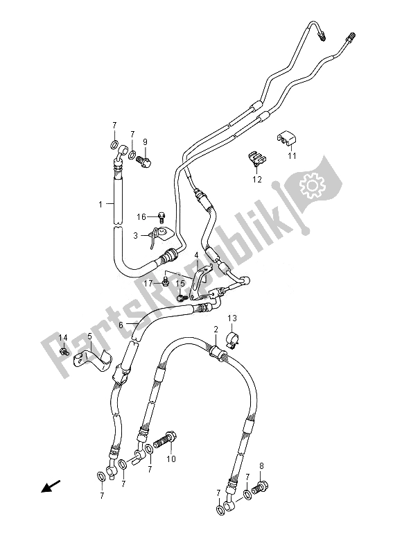 Wszystkie części do Przewód Hamulca Przedniego (sfv650a) Suzuki SFV 650A Gladius 2014