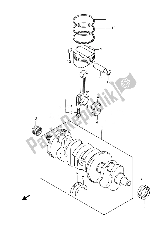 All parts for the Crankshaft of the Suzuki GSX 1300 RA Hayabusa 2014