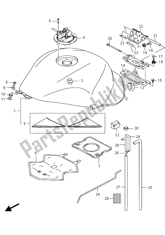 Toutes les pièces pour le Réservoir De Carburant (gsx1300rauf E19) du Suzuki GSX 1300 RA Hayabusa 2015