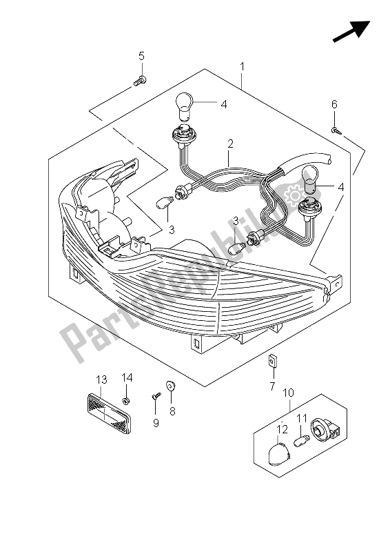 Tutte le parti per il Luce Di Combinazione Posteriore del Suzuki UH 200 Burgman Executive 2011