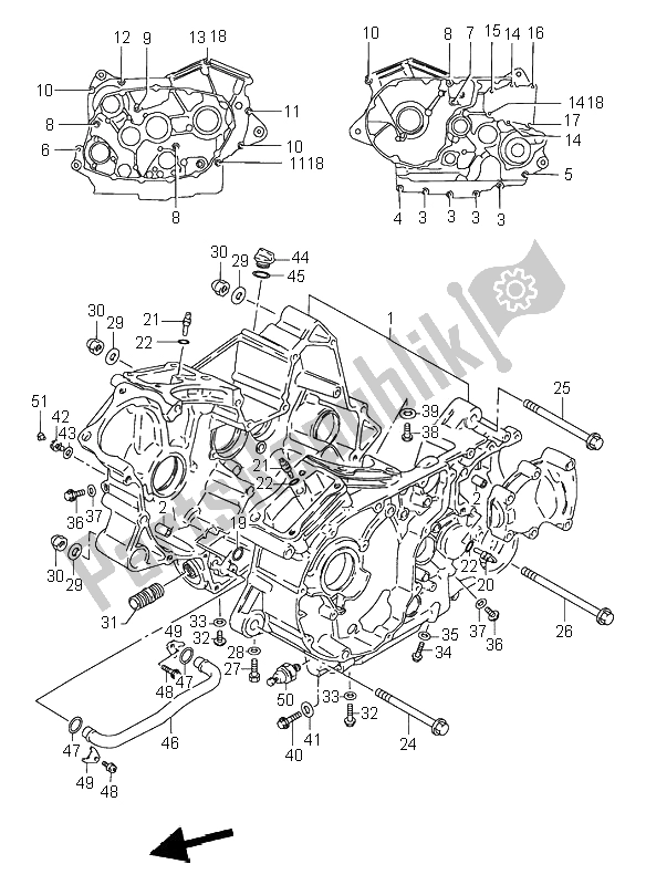 All parts for the Crankcase of the Suzuki VS 600 Intruder 1996