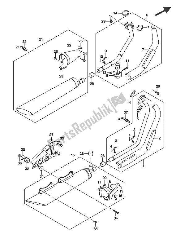 Toutes les pièces pour le Silencieux (vl800 E19) du Suzuki VL 800 Intruder 2016