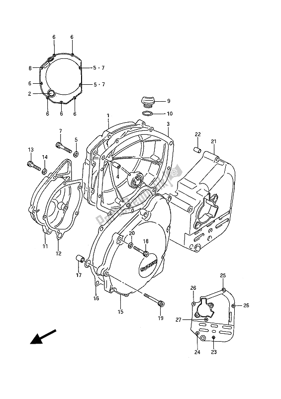 Alle onderdelen voor de Carter Deksel van de Suzuki GSX 1100F 1990