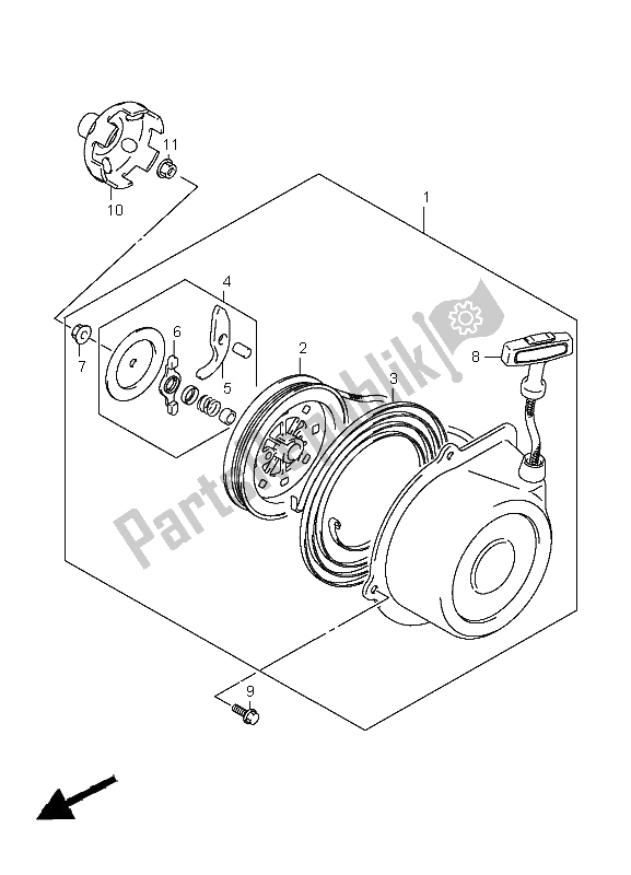 Tutte le parti per il Avviamento A Strappo del Suzuki LT A 400F Kingquad 4X4 2008