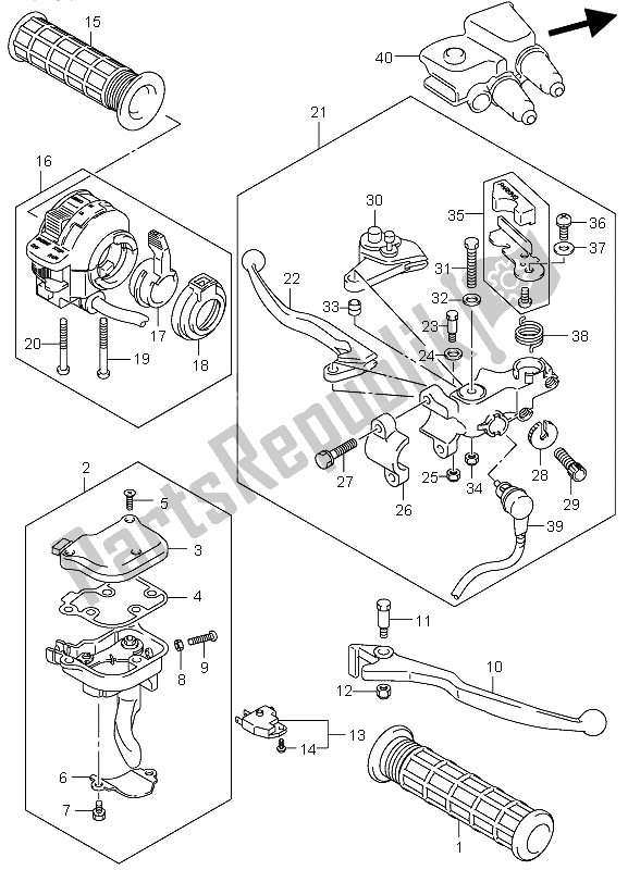 All parts for the Handle Lever of the Suzuki LT Z 400 Quadsport 2007