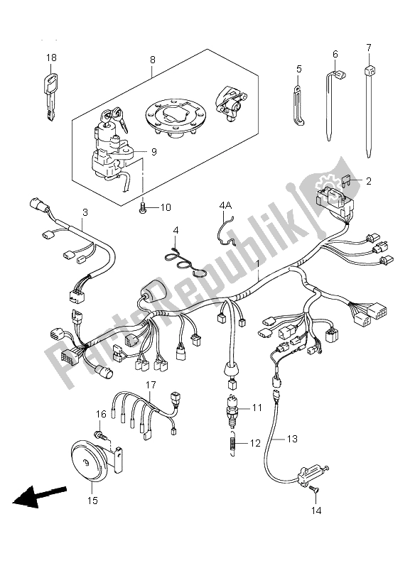 All parts for the Wiring Harness (gsf600s-su) of the Suzuki GSF 600 NS Bandit 2000