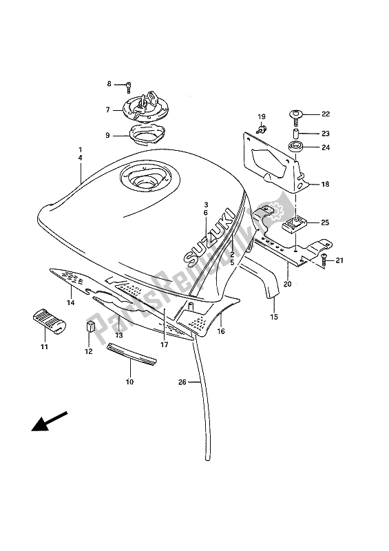 Tutte le parti per il Serbatoio Di Carburante del Suzuki GSX 1100F 1992