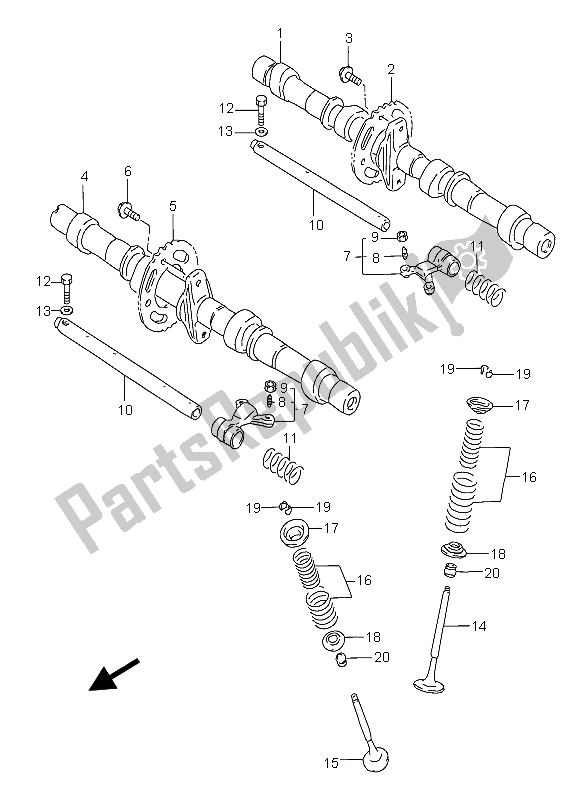 Tutte le parti per il Albero A Camme E Valvola del Suzuki GSX 750F 2004