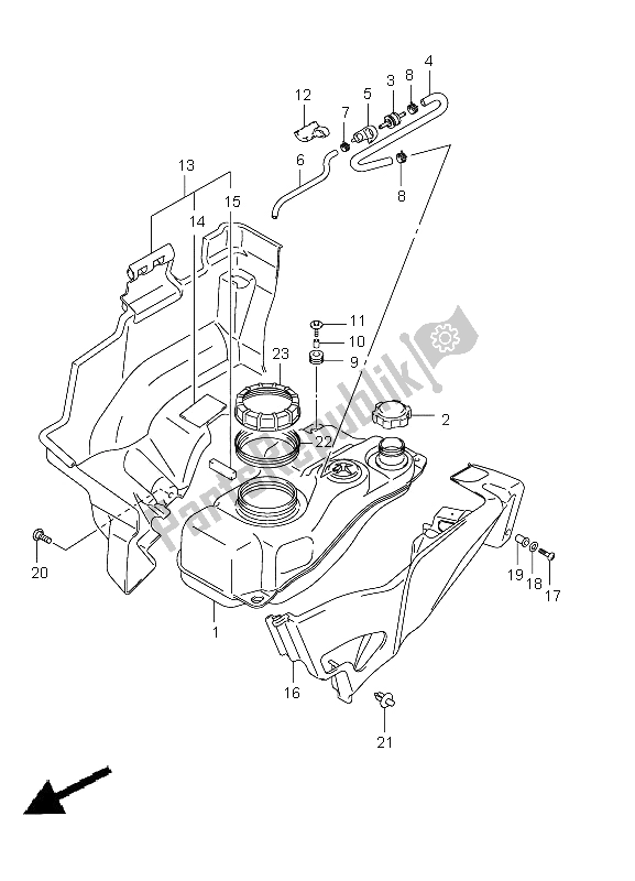 Alle onderdelen voor de Benzinetank van de Suzuki LT A 750 XZ Kingquad AXI 4X4 2011