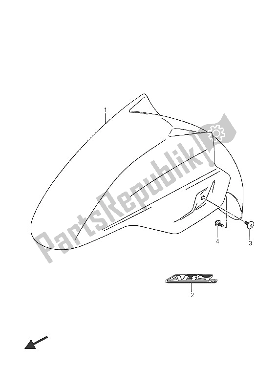 All parts for the Front Fender (an400a) of the Suzuki Burgman AN 400 ZZA 2016