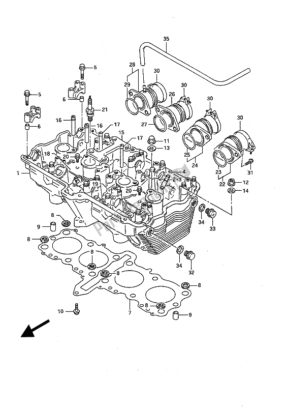 All parts for the Cylinder Head of the Suzuki GSX R 1100 1992