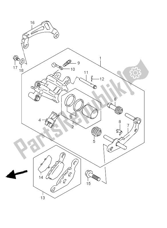 Todas las partes para Pinza Trasera de Suzuki RM 85 SW LW 2008