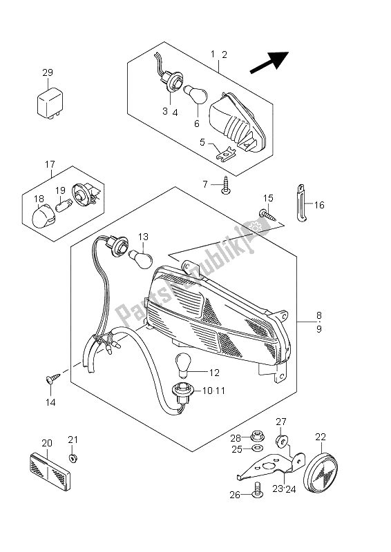 Tutte le parti per il Lampada Combinata del Suzuki AN 650A Burgman Executive 2006