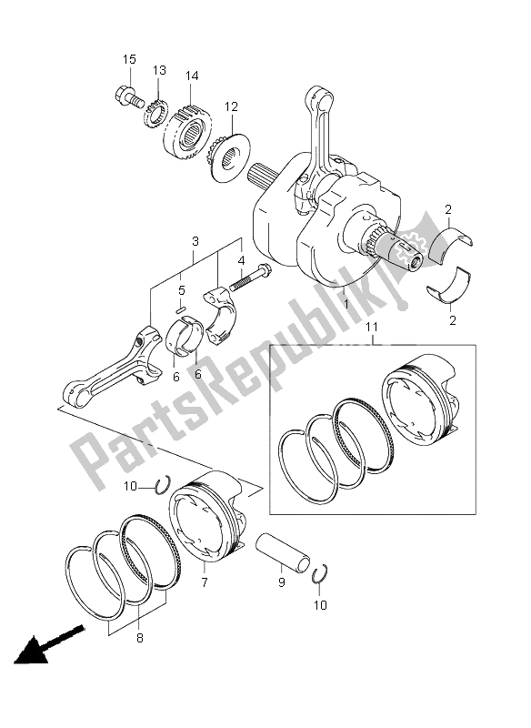 All parts for the Crankshaft of the Suzuki SV 650 NS 2005