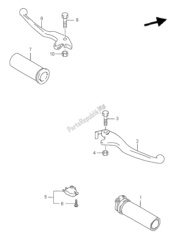 All parts for the Handle Lever of the Suzuki VS 600 Intruder 1996