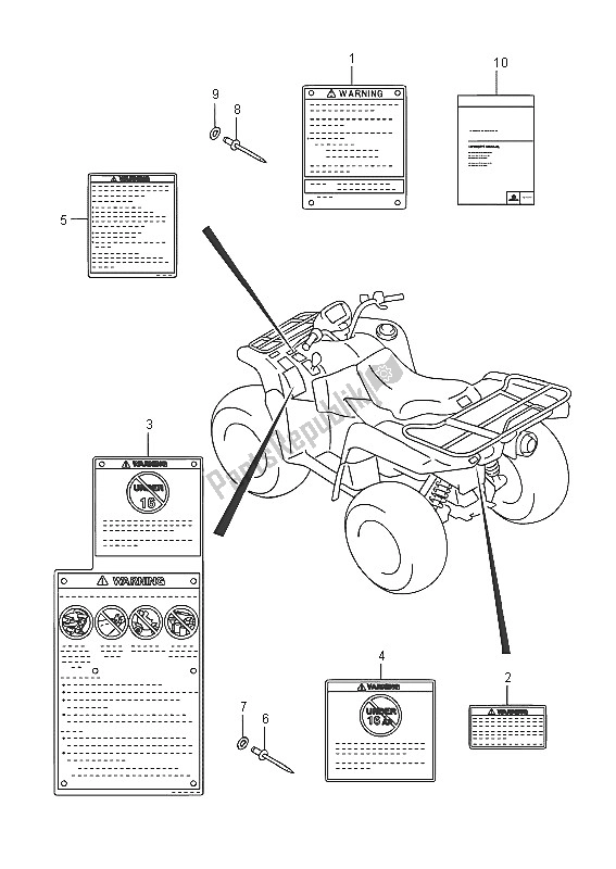 Todas las partes para Etiqueta de Suzuki LT A 500X Kingquad AXI 4X4 2016