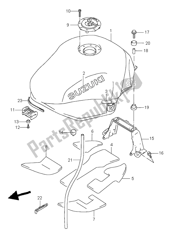 Tutte le parti per il Serbatoio Di Carburante del Suzuki GSX 600F 2001