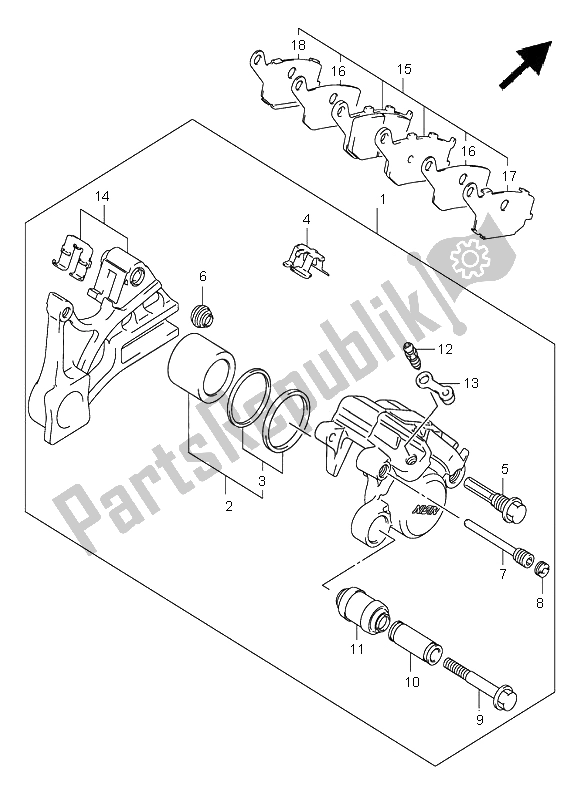 Todas las partes para Pinza Trasera de Suzuki SV 1000 NS 2005