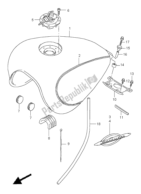 Tutte le parti per il Serbatoio Di Carburante del Suzuki VZ 800 Marauder 1998