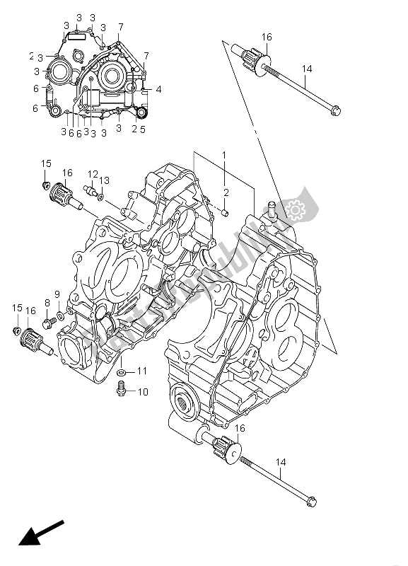 All parts for the Crankcase of the Suzuki LT A 750X Kingquad AXI 4X4 Limited 2008