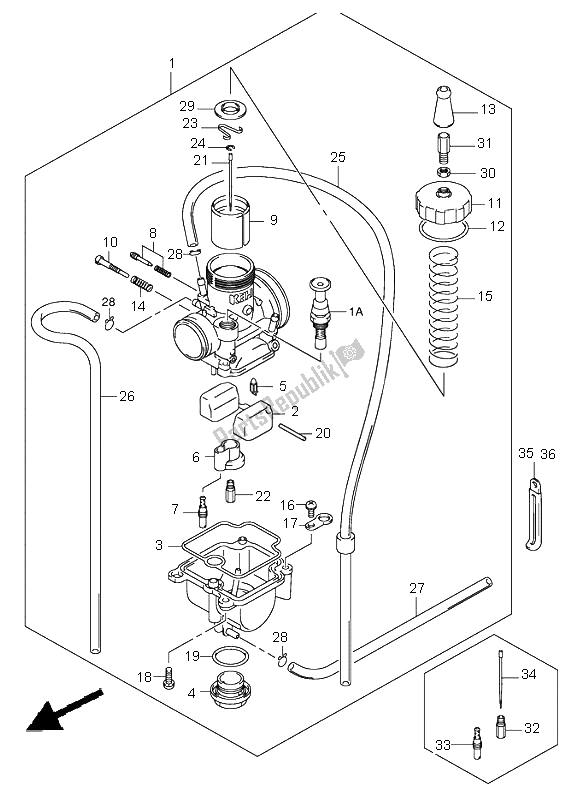 Tutte le parti per il Carburatore del Suzuki RM 85 SW LW 2003