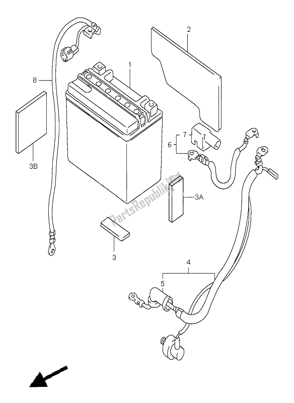 All parts for the Battery of the Suzuki TL 1000S 2000