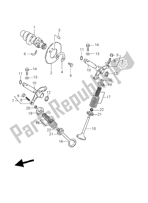 All parts for the Cam Shaft & Valve of the Suzuki GN 125E 1996