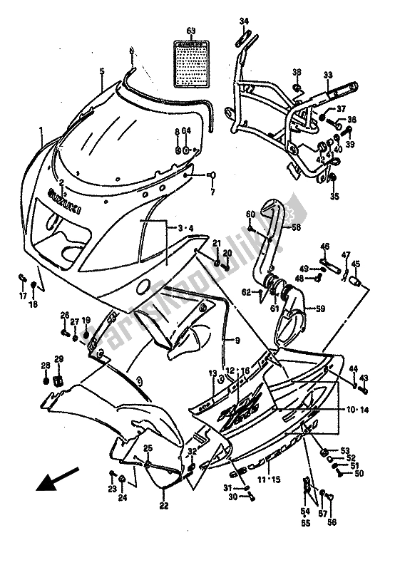 Todas as partes de Capota do Suzuki RGV 250 1989