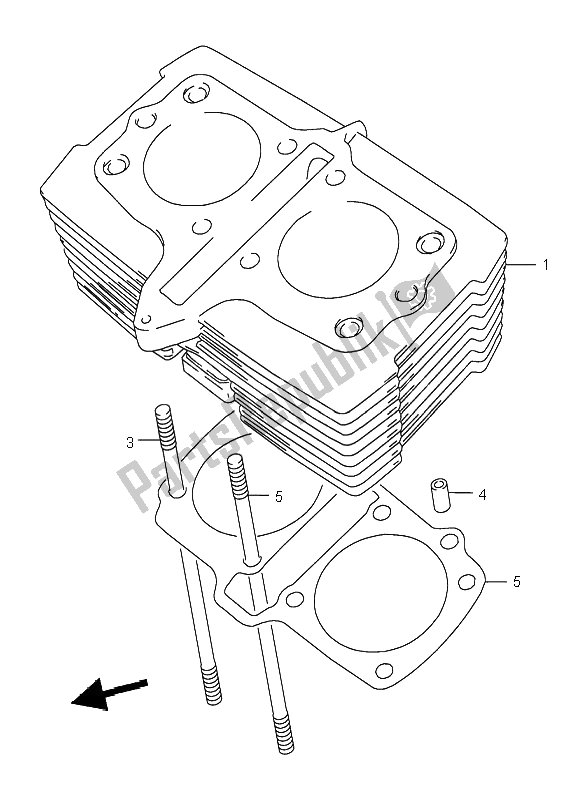 All parts for the Cylinder of the Suzuki GS 500 2002