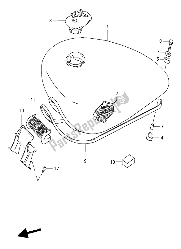 Toutes les pièces pour le Réservoir D'essence du Suzuki VS 600 Intruder 1995