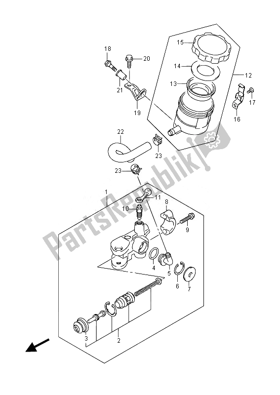 All parts for the Front Master Cylinder of the Suzuki GSX R 1000 2014