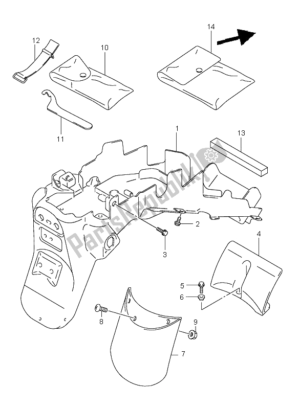 All parts for the Rear Fender of the Suzuki SV 650 NS 1999