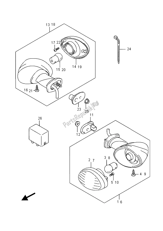 Alle onderdelen voor de Richtingaanwijzer Lamp van de Suzuki SFV 650A Gladius 2015